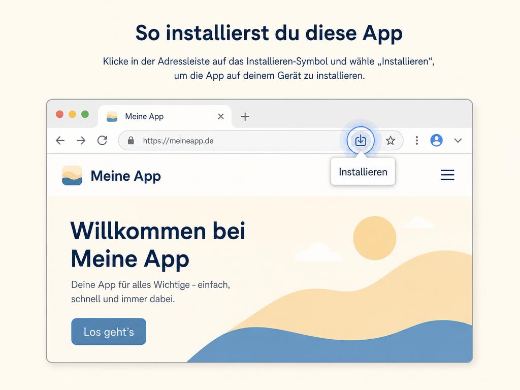 Computer-Browser: Installations-Symbol in der Adresszeile.